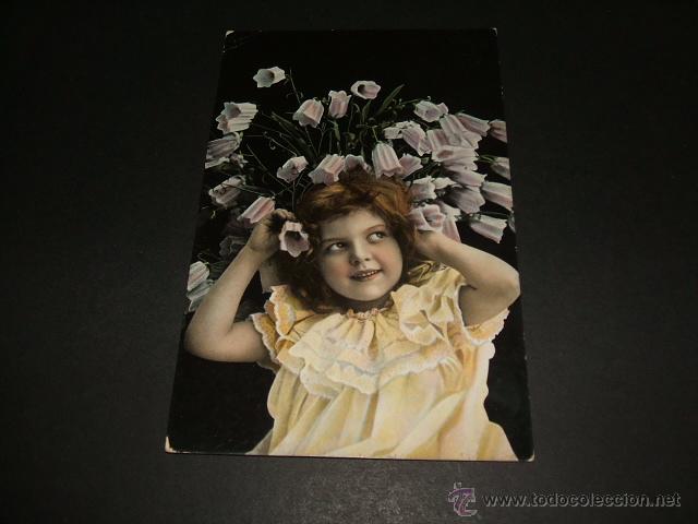 Postales: NI&Ntilde;A CON FLORES POSTAL 1907 - Foto 1