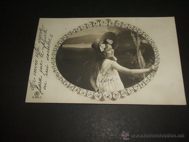Postales: NI&Ntilde;A CON SOMBRERO POSTAL ANTIGUA - Foto 1