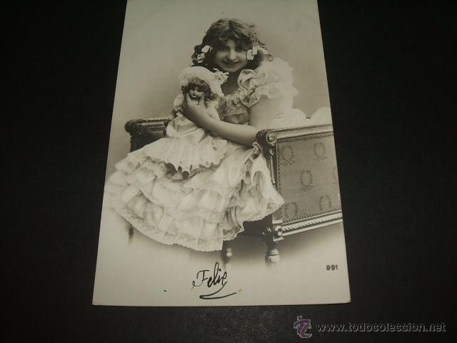 Postales: NI&Ntilde;A CON MU&Ntilde;ECA POSTAL ANTIGUA - Foto 1