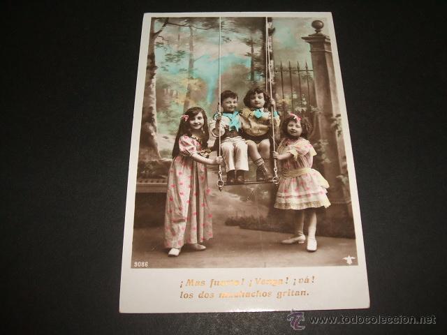 Postales: NI&Ntilde;OS EN COLUMPIO POSTAL ANTIGUA - Foto 1