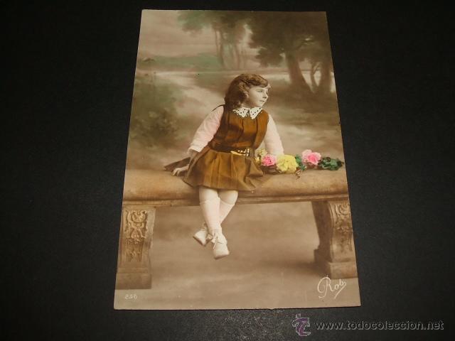 Postales: NI&Ntilde;A CON FLORES POSTAL ANTIGUA - Foto 1