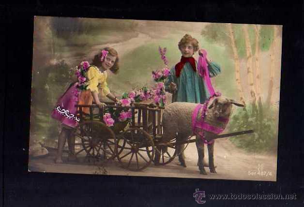 Postales: Antigua postal ni&ntilde;os. Circulada 1908. - Foto 1