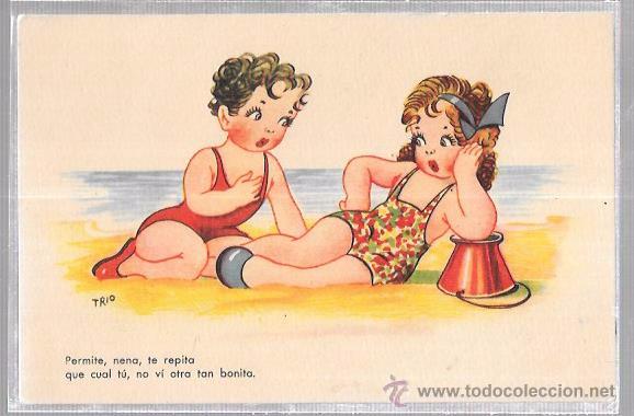 Postales: TARJETA POSTAL DE NI&Ntilde;AS EN LA PLAYA. - Foto 1