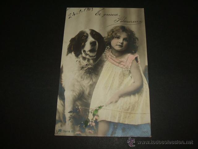 Postales: NI&Ntilde;A CON PERRO POSTAL - Foto 1