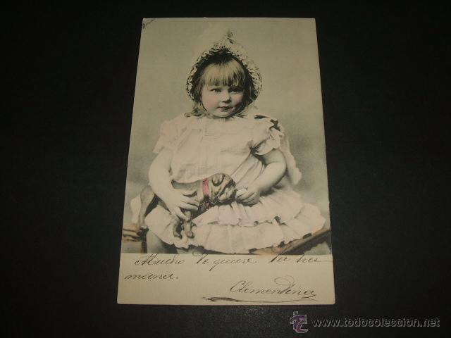 Postales: NI&Ntilde;A CON PERRO DE JUGUETE POSTAL - Foto 1