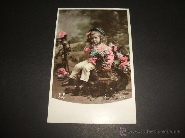 Postales: NI&Ntilde;A CON FLORES POSTAL - Foto 1