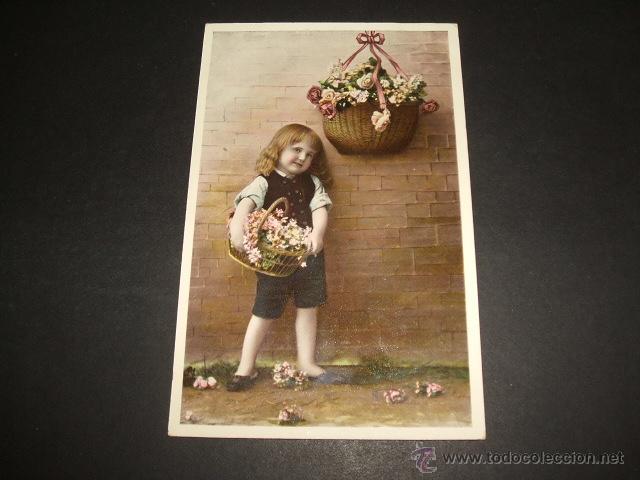 Postales: NI&Ntilde;A CON FLORES POSTAL - Foto 1