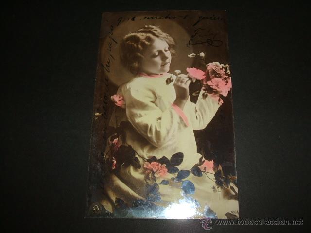 Postales: NI&Ntilde;O CON FLORES POSTAL ANTIGUA - Foto 1