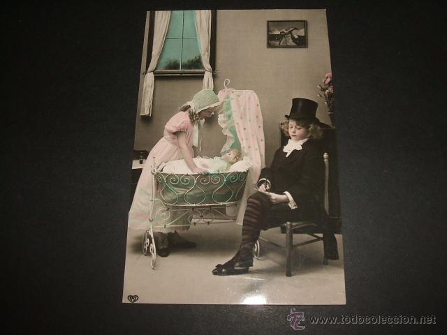 Postales: MATRIMONIO Y BEBE POSTAL ANTIGUA - Foto 1