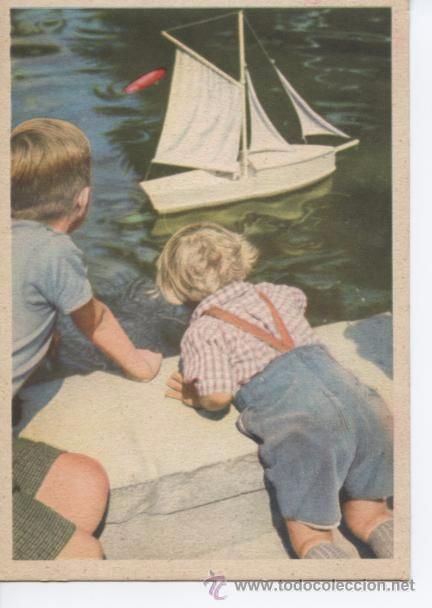 Postales: NI&Ntilde;OS CON BARCO DE JUGUETE - Foto 1