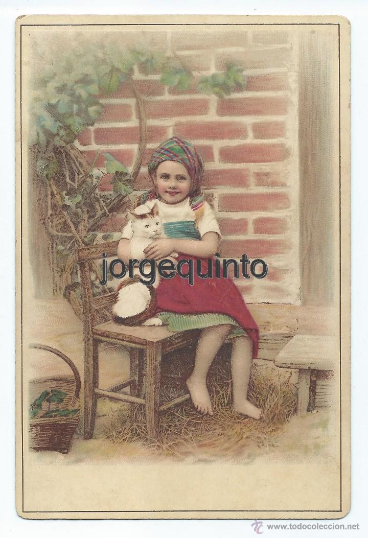 Postales: POSTAL. NI&Ntilde;A CON GATO. - Foto 1