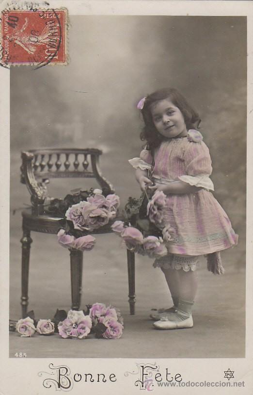 Postales: Ni&ntilde;a con rosas, circulada en 1908 - Foto 1