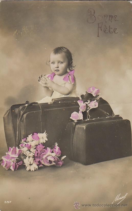 Postales: Ni&ntilde;a de viaje, escrita - Foto 1