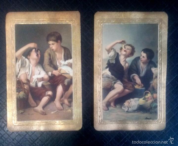 Postales: 2 POSTALES DE CUADROS DE MURILLO CON MARCO DORADO - Foto 1