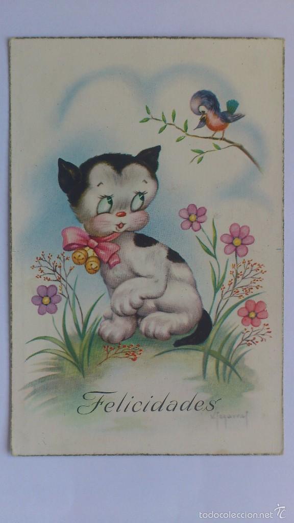 Postales: POSTAL GATO Y PAJARO, ESCRITA - Foto 1