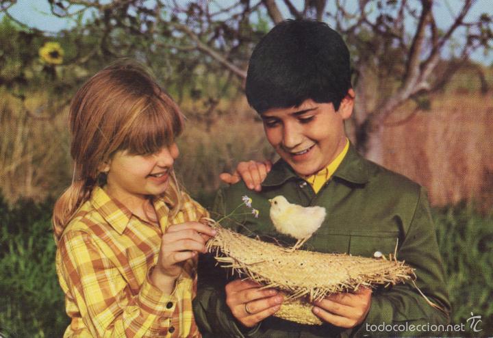 Postales: postal ni&ntilde;os con pollito - Foto 1