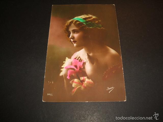 Postales: NI&Ntilde;A CON FLORES POSTAL - Foto 1