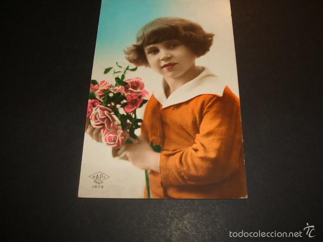 Postales: NI&Ntilde;A CON FLORES POSTAL - Foto 1