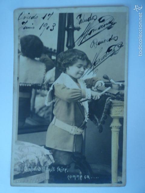Postales: POSTAL INFANTIL. ESCRITA 1903. SIN DIVIDIR. - Foto 1