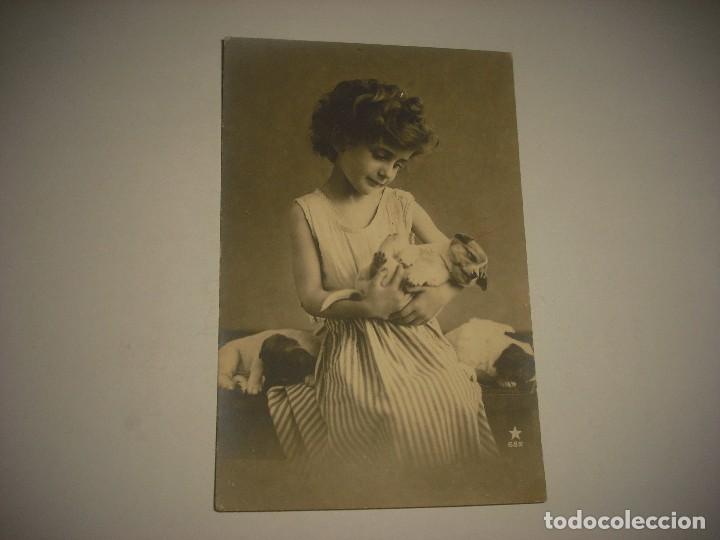Postales: PRECIOSA POSTAL DE NI&Ntilde;A CON PERRITOS. FRANCESA, SIN CIRCULAR - Foto 1