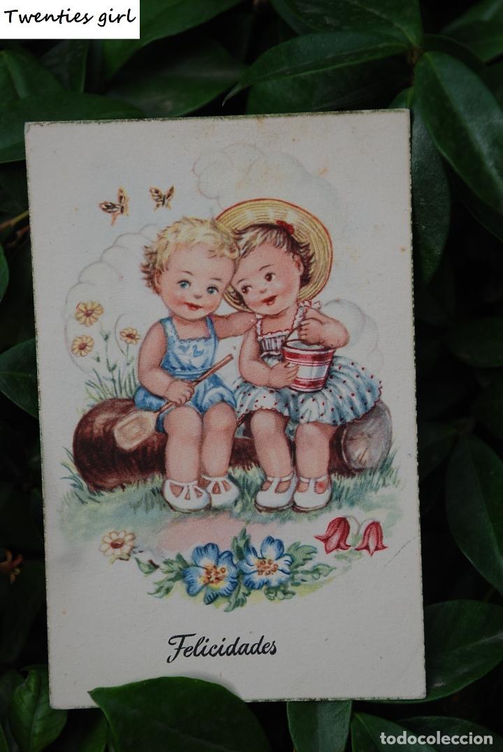 Postales: Antigua postal ilustrada con ni&ntilde;os - Foto 1
