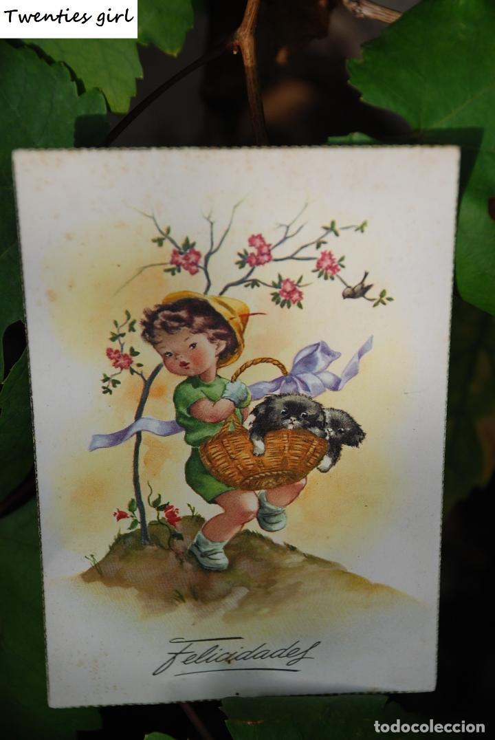 Postales: Antigua postal ilustrada con ni&ntilde;o - Foto 1