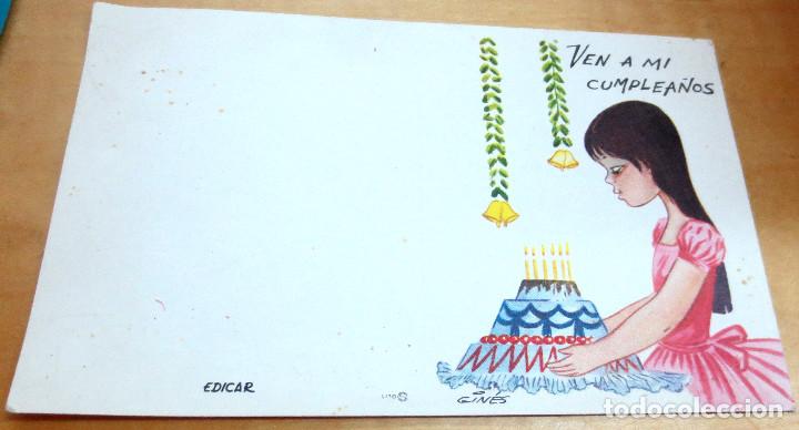Postales: POSTAL CUMPLEA&Ntilde;OS EDICAR  ILUSTRADA POR GIN&Eacute;S - Foto 1