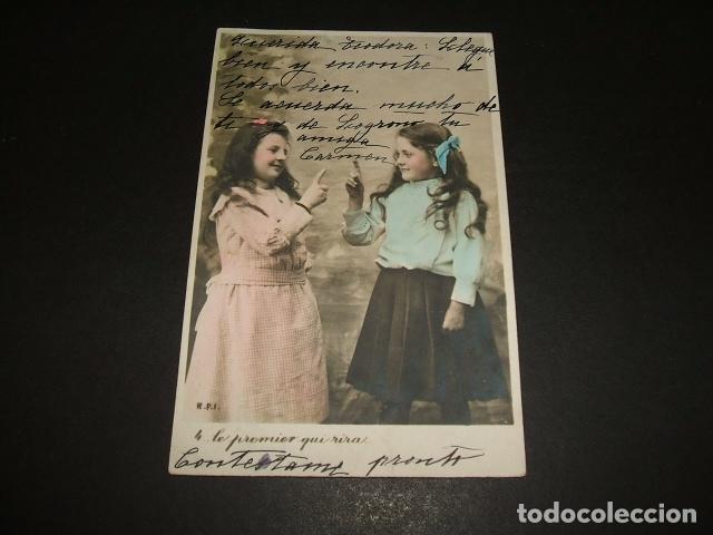 Postales: NI&Ntilde;AS RIENDO POSTAL REVERSO SIN DIVIDIR - Foto 1