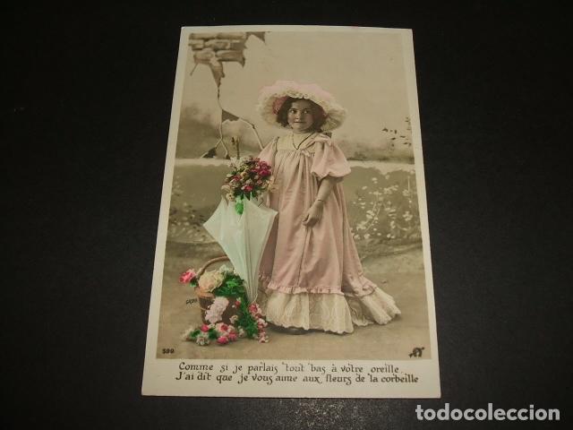 Postales: NI&Ntilde;A CON SOMBRILLA Y FLORES POSTAL 1907 - Foto 1