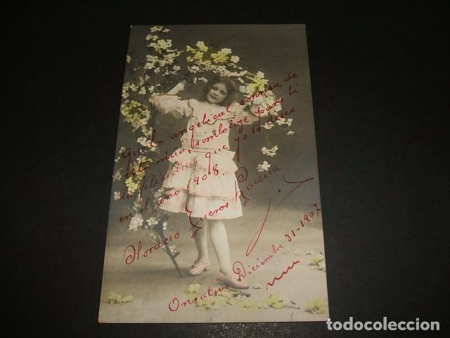 Postales: NI&Ntilde;A CON FLORES POSTAL 1907 - Foto 1