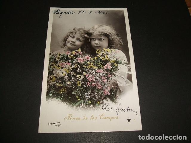 Postales: NI&Ntilde;AS CON FLORES POSTAL 1906 - Foto 1