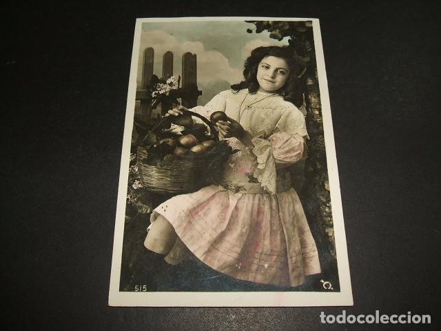 Postales: NI&Ntilde;A CON CESTA DE MANZANAS POSTAL 1907 - Foto 1