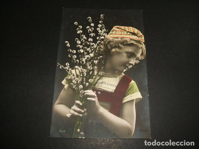 Postales: NI&Ntilde;A CON FLORES POSTAL - Foto 1