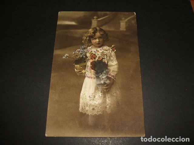 Postales: NI&Ntilde;A CON FLORES POSTAL 1914 - Foto 1