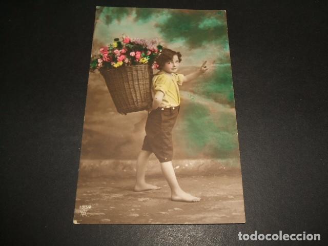 Postales: NI&Ntilde;O CON CESTO DE FLORES POSTAL - Foto 1