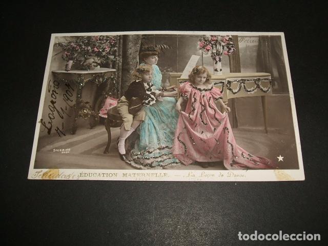 Postales: LA LECCION DE DANZA POSTAL 1906 - Foto 1