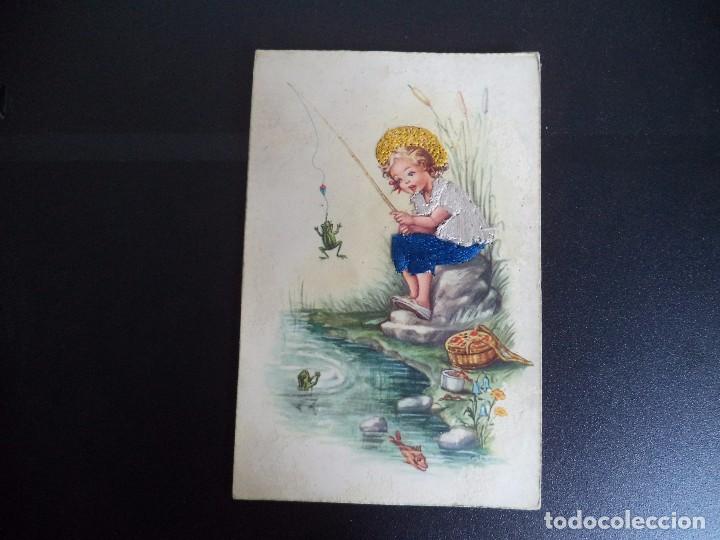 Postales: Postal de ni&ntilde;a ,( Bordada ) - Foto 1