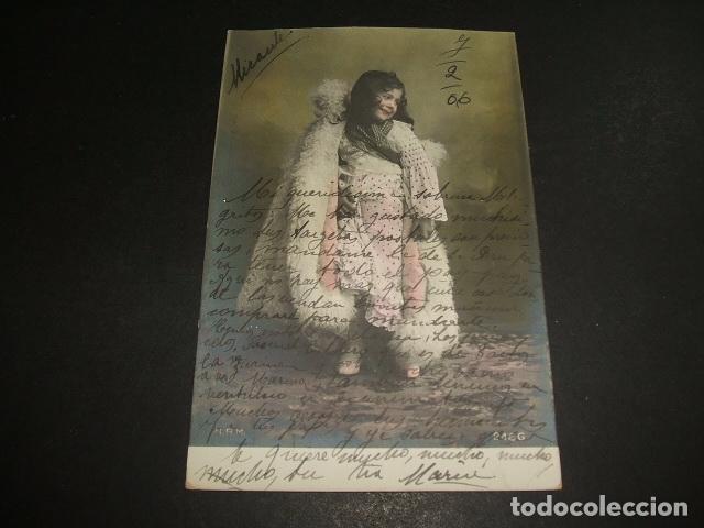 Postales: NI&Ntilde;A CON ABRIGO POSTAL EN RELIEVE 1906 - Foto 1