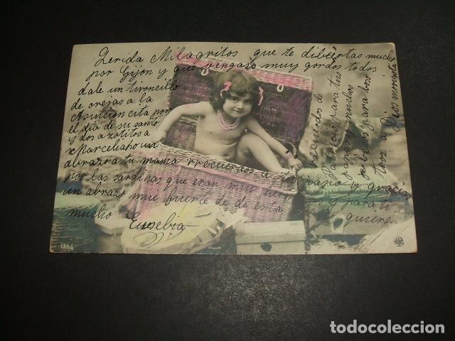 Postales: NI&Ntilde;A EN CESTA POSTAL 1905 - Foto 1