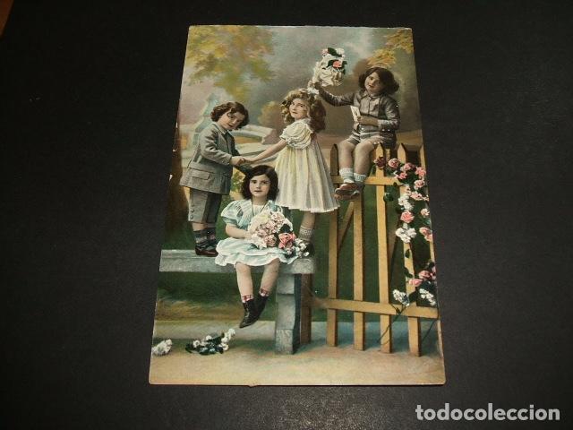 Postales: NI&Ntilde;OS CON FLORES POSTAL 1911 - Foto 1