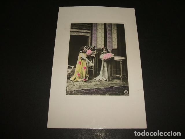 Postales: NI&Ntilde;AS CON FLORES POSTAL 1911 - Foto 1