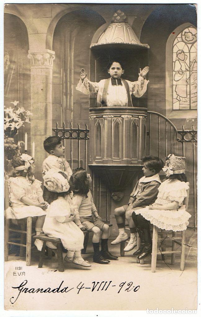 Postales: Antigua Postal Ni&ntilde;o en p&uacute;lpito. Escrita 1920 - Foto 1