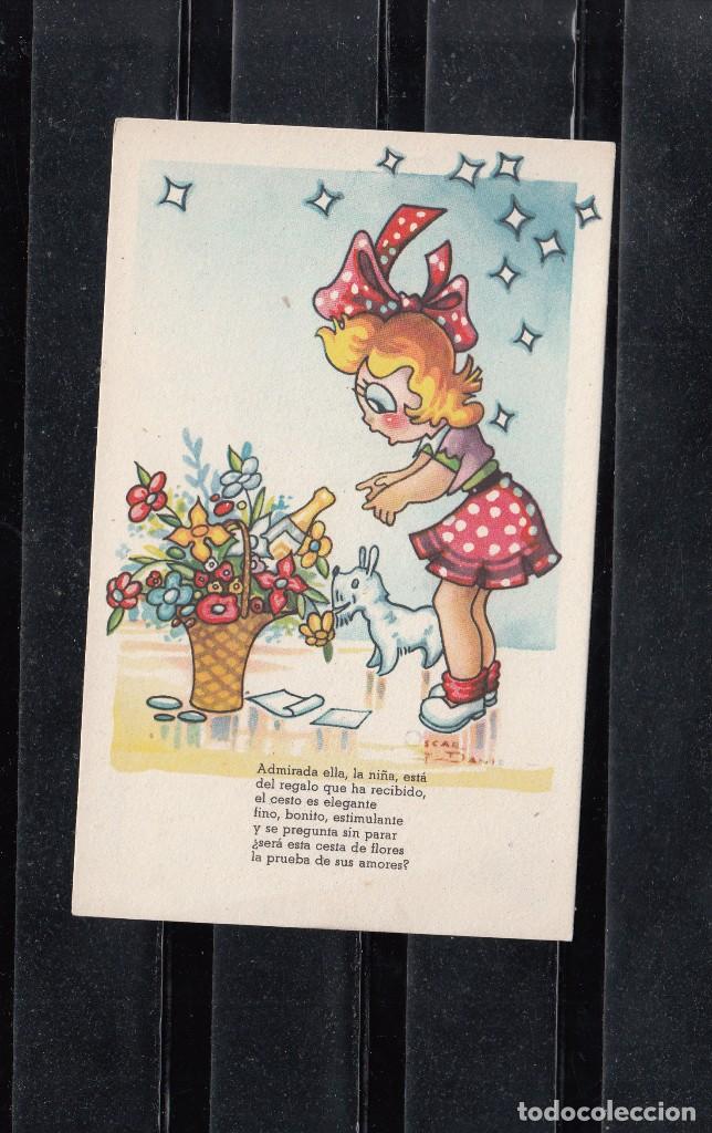 Postales: NI&Ntilde;A CON CESTA DE REGALOS RECIBIDA - Foto 1