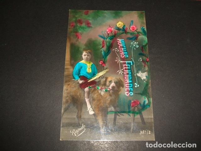 Postales: NI&Ntilde;O CON PERRO POSTAL - Foto 1