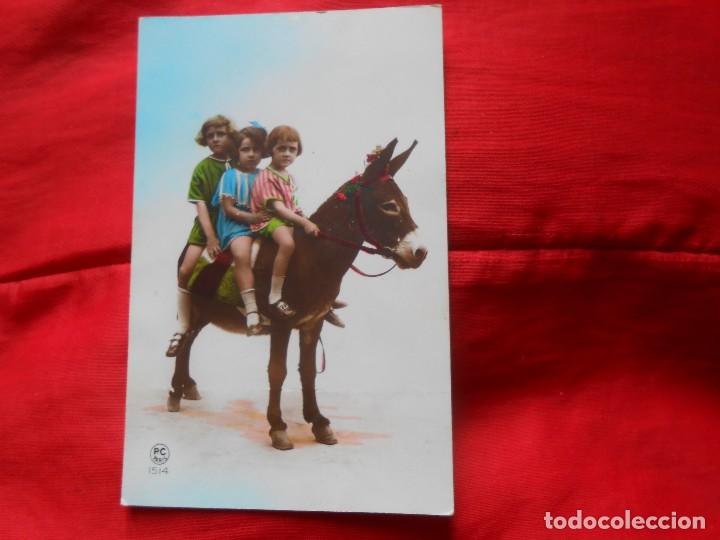 Postales: Tres en un Burro  A&ntilde;o 1925- - Foto 1