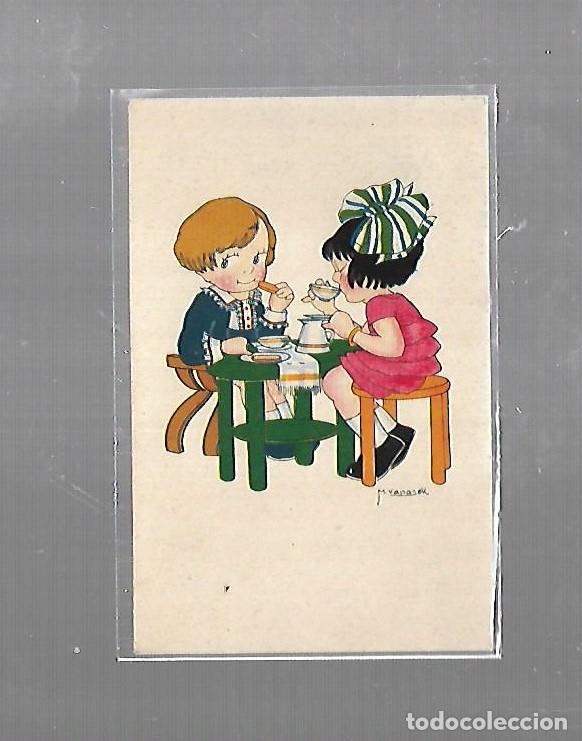Postales: TARJETA POSTAL INFANTIL. NI&Ntilde;OS MERENDANDO - Foto 1
