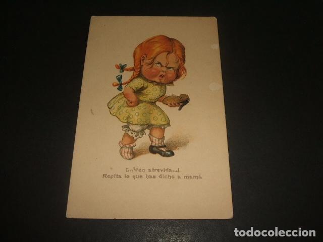 Postales: NI&Ntilde;A ENFADADA POSTAL ILUSTRADA - Foto 1