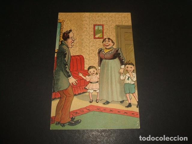 Postales: MADRE Y NI&Ntilde;OS POSTAL COMICA ILUSTRADA - Foto 1