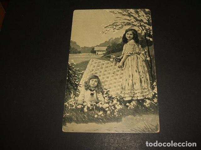 Postales: NI&Ntilde;OS CON FLORES POSTAL - Foto 1