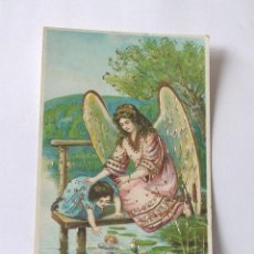 Postales: POSTAL AÑOS 10 ANGEL DE LA GUARDA LAGO, RELIEVE DORADO, NO CIRCULADA. Lote 131741418
